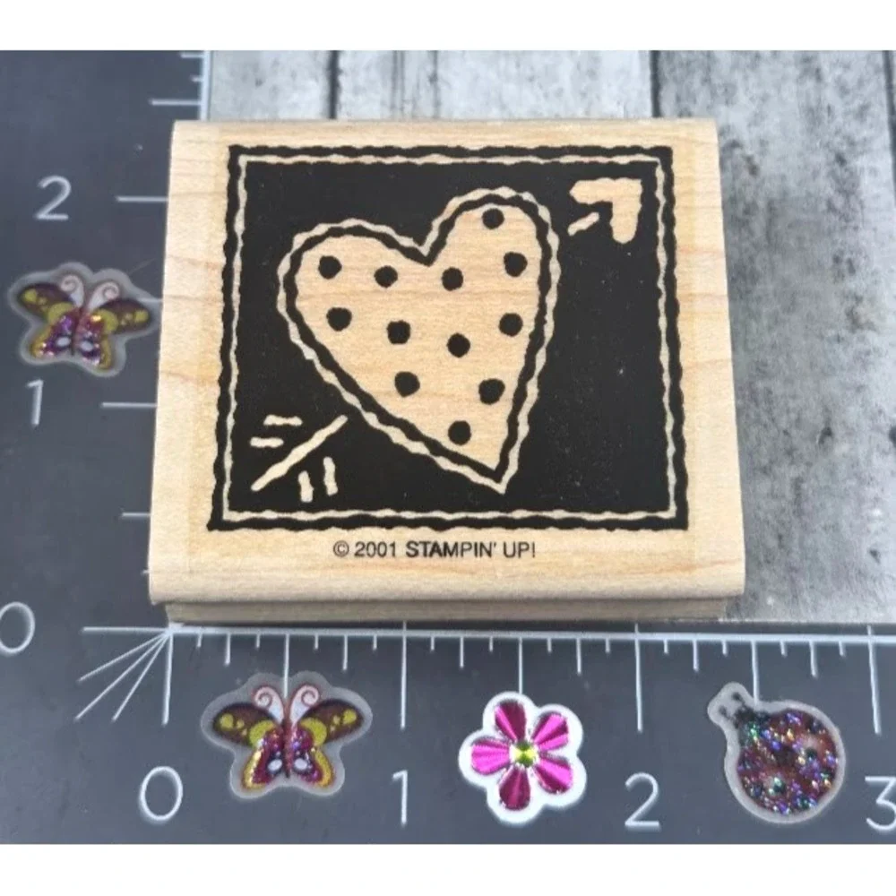 Stampin' Up! Heart Arrow Spotted Etched Silhouette 2001 Rubber Stamp Wood #D28